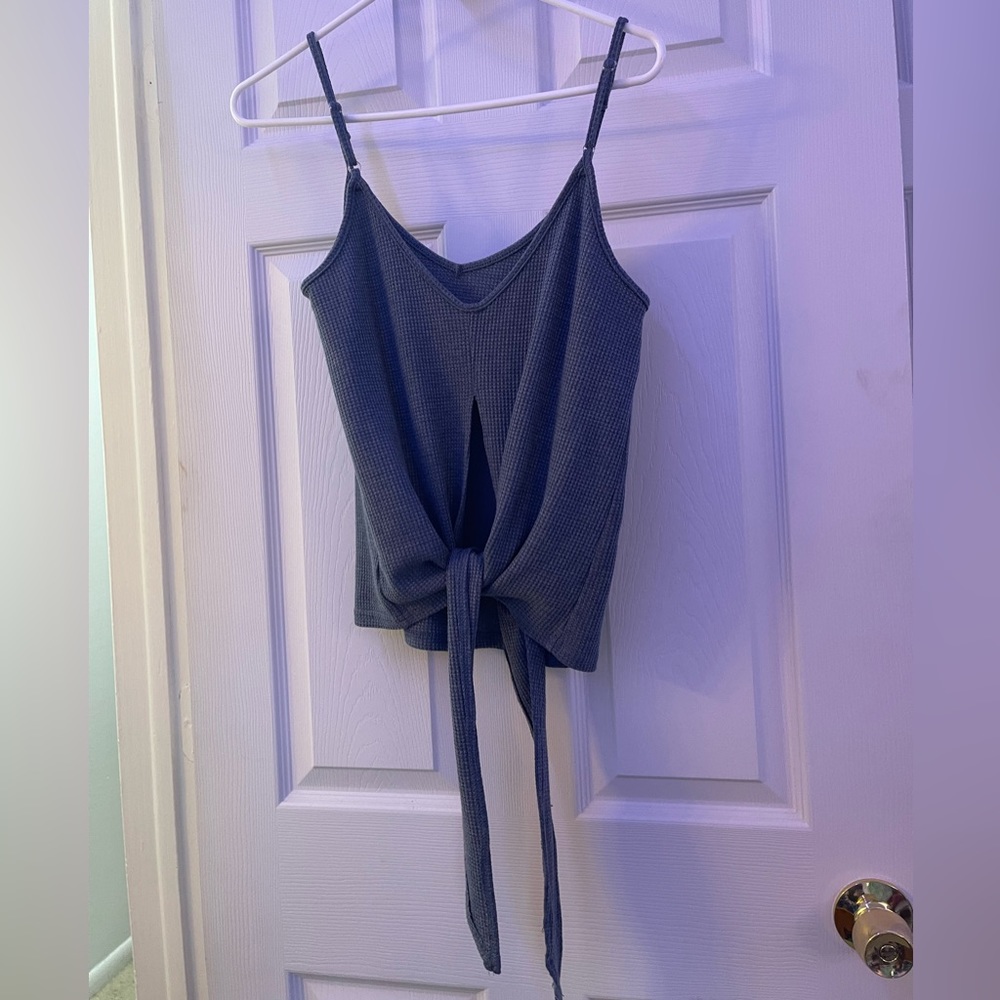 Blue Ribbed Tank Top